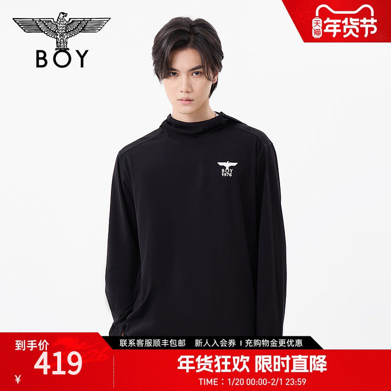 BOYLONDON春秋情侣款长袖logo撞色数码印花潮牌连帽T恤N00019,男装,T恤,淘宝优惠券,粉丝福利购,淘宝优惠卷