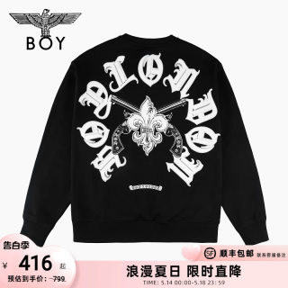 【小丑戏法】BOYLONDON秋情侣款长袖撞色哥特潮牌圆领卫衣N03903