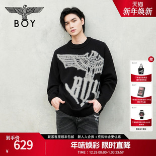 男女针织毛衣套头保暖宽松上衣N60038 BOYLONDON冬季 水墨之影