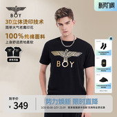 BOYLONDON夏男女同款 N01032 T恤烫金老鹰logo印花百搭休闲潮牌短袖