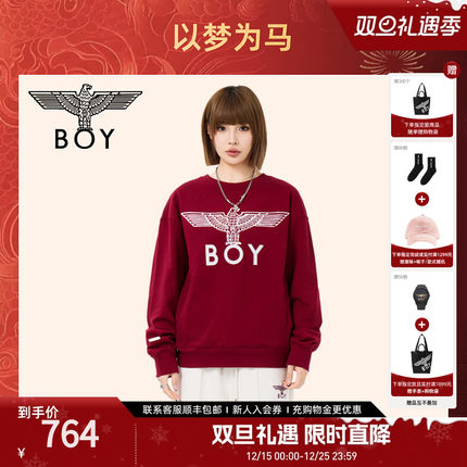 【以梦为马】BOYLONDON新春红圆领针织卫衣25年秋冬新款N03067