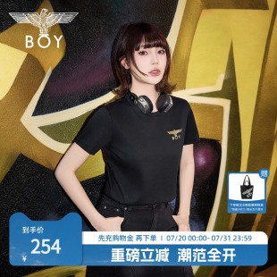 T恤W01247 简约纯色休闲针织短袖 BOYLONDON25新款 春夏女款