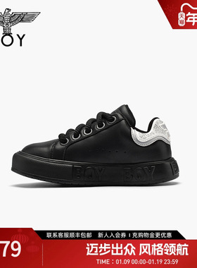 BOY LONDON春秋男女同款休闲鞋黑色圆头时尚低帮板鞋N79006