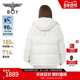 【鹅绒】BOYLONDON短款羽绒服情侣款潮牌轻盈保暖外套90绒N28060