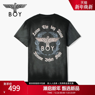N01320 上衣男女款 BOYLONDON2025年春新款 水洗T恤圆领休闲印花短袖