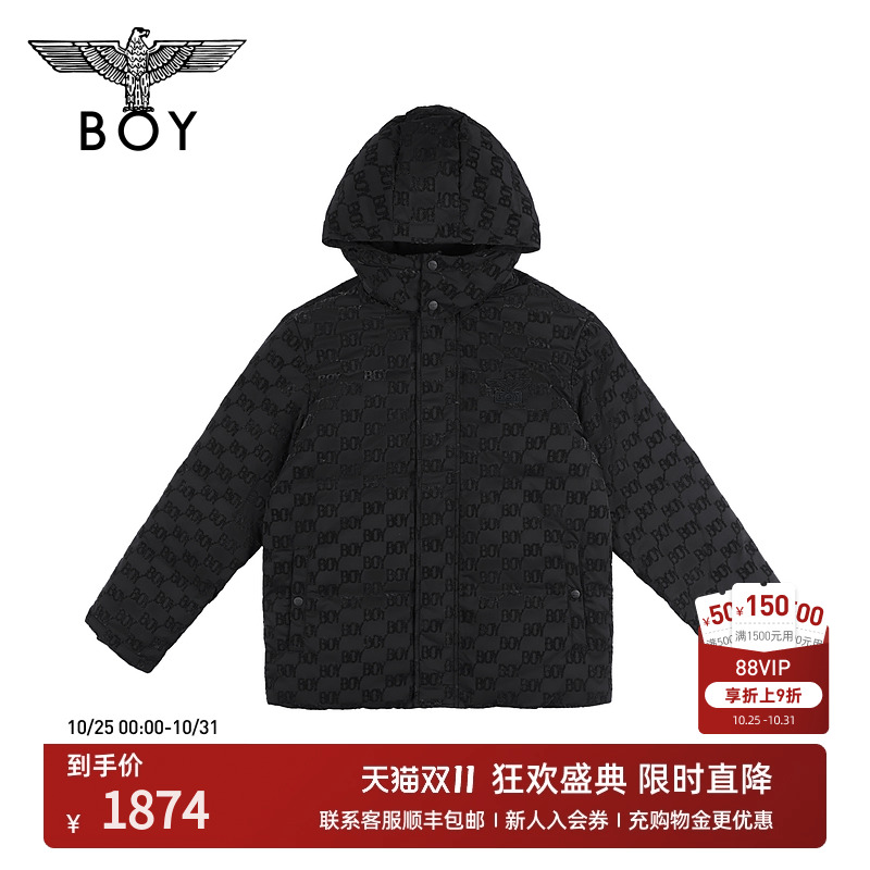 BOYLONDON24可拆卸帽羽绒服
