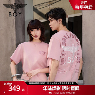 元 夏季 气少女 短袖 粉色潮牌纯棉T恤N01095 BOYLONDON男女同款