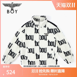 BOYLONDON秋季 夹克格子立领设计感仿羊羔毛夹克外套N23009 情侣款