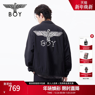 立领印花黑色运动外套夹克N23010 春季 BOYLONDON25新品 男女同款