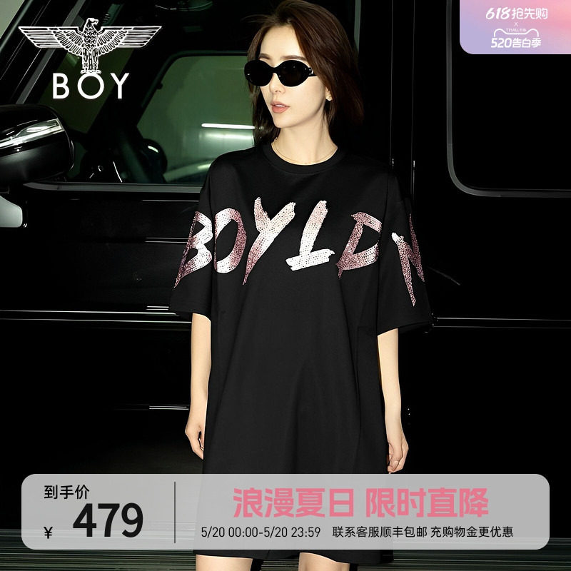 【公主日记】BOYLONDON潮牌连衣裙女夏季时尚高街黑色中裙W