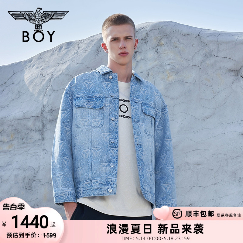 BOYLONDON春24新品情侣款上衣立体金属感三鹰提花牛仔外套N50005 男装 牛仔外套 原图主图