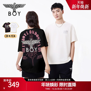 冰粉对白 潮牌短袖 BOYLONDON夏季 宽松情侣款 T恤N01920 男女同款