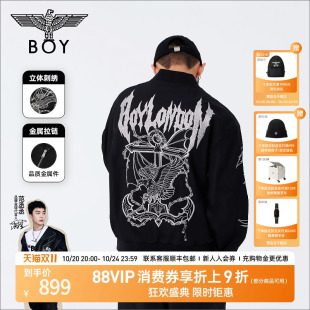 情侣款 BOYLONDON秋季 棒球领朋克外套休闲夹克N23010 反叛力量