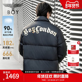 BOYLONDON冬烫金黑色保暖90绒短羽绒服男女款 哥特世家 N28912