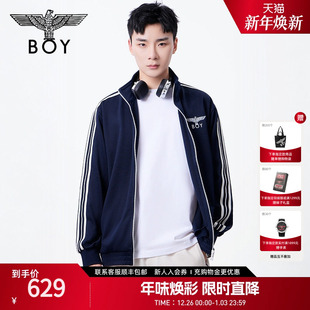 春季 25新款 立领运动外套N12005 撞色条纹拉链开衫 BOYLONDON情侣款
