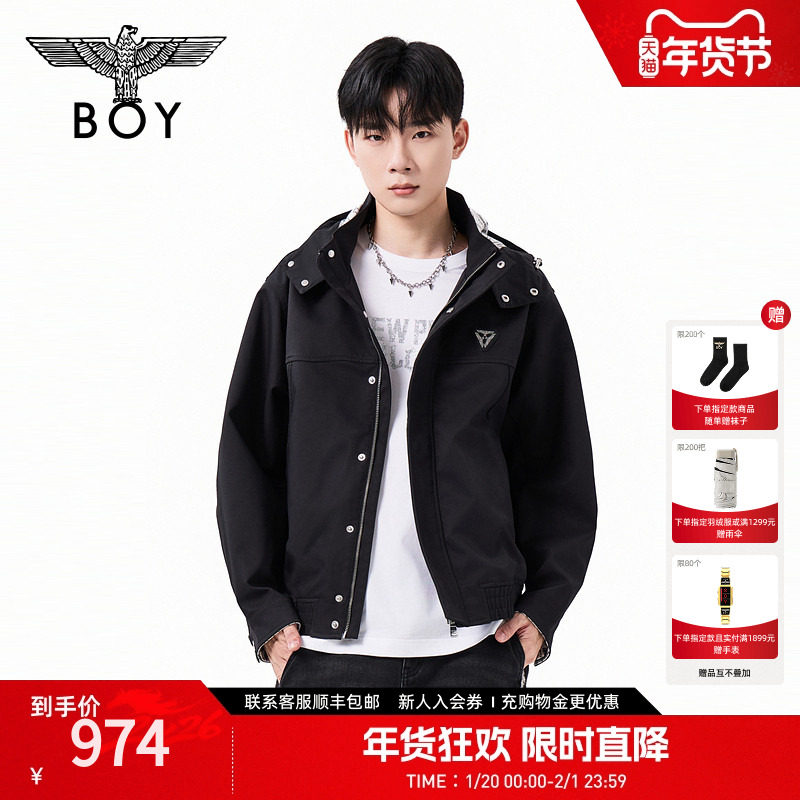 BOYLONDON情侣外套春季街头工装机能风夹克潮流连帽立领N23090,男装,夹克,淘宝优惠券,粉丝福利购,淘宝优惠卷