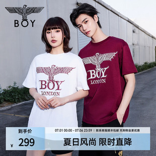 【玫瑰誓约】BOYLONDON夏季情侣款简约潮牌烫钻短袖T恤N01900