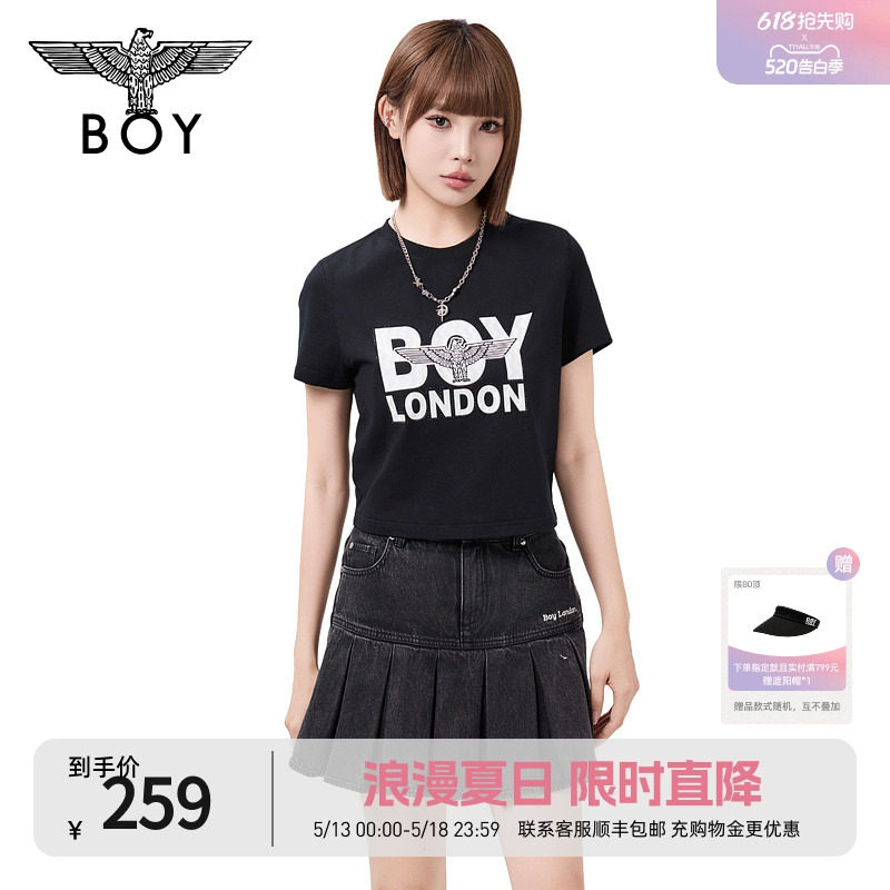 BOYLONDON夏季女款印花舒适潮牌时尚休闲街头短袖T恤W01