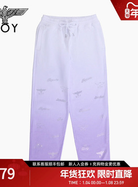 BOYLONDON春季男女同款香芋紫渐变小众设计潮牌直筒长裤N15017