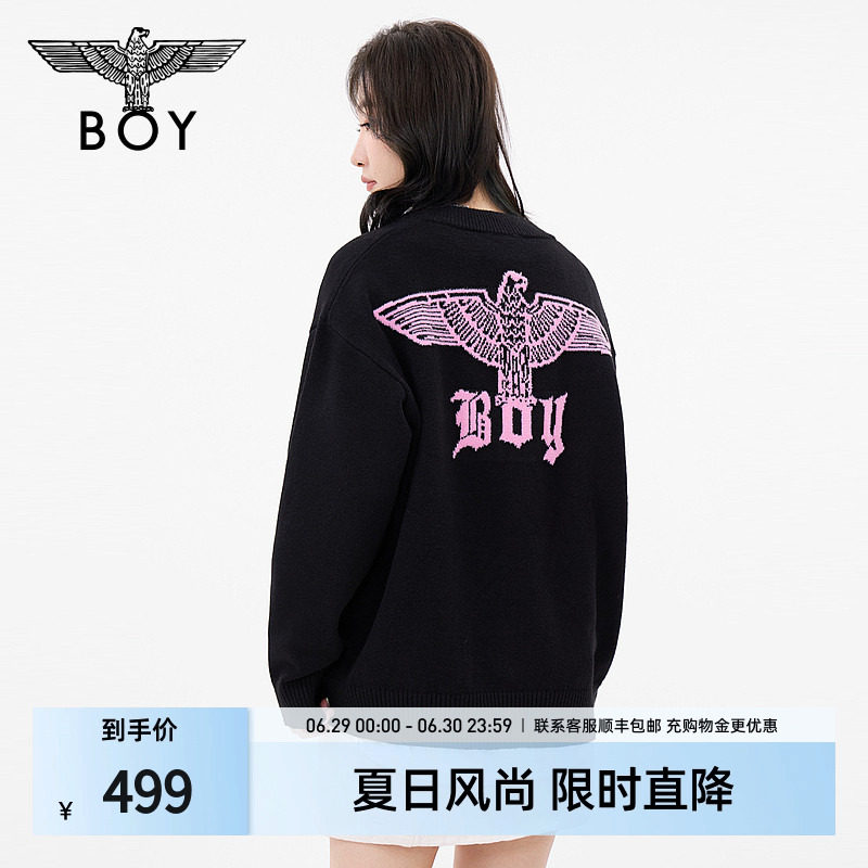 【绚烂烟火】BOYLONDON春撞色大V领毛衣针织学院开衫外套N