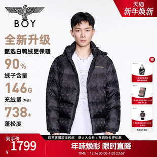 90绒N28002 连帽提花男女款 BOYLONDON短款 轻薄羽绒服2025年冬新款