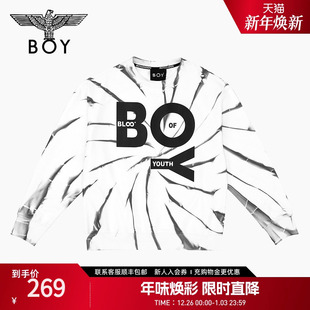 长袖 男女同款 BOYLONDON春季 扎染潮酷圆领卫衣M03701 漩涡危机