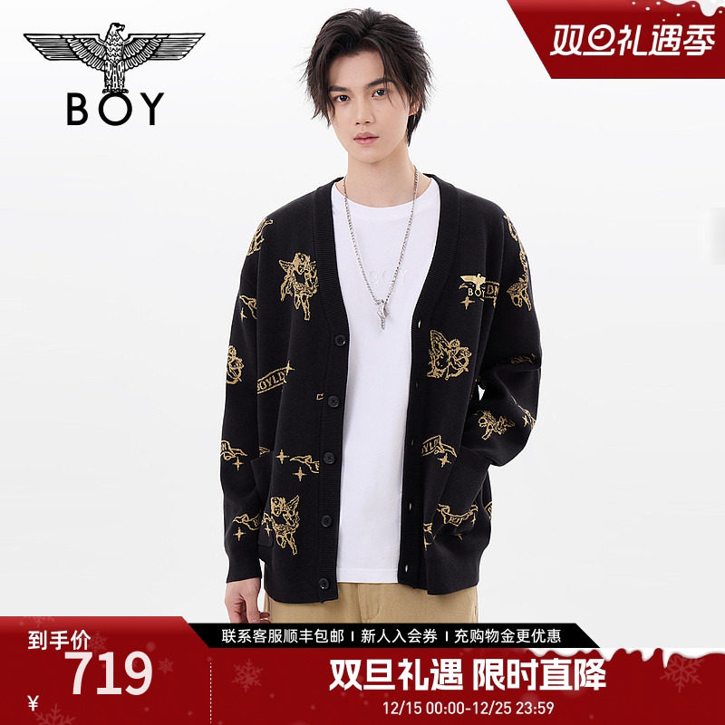 【爱神降临】BOYLONDON春季潮牌外套情侣款V领针织毛衣开衫