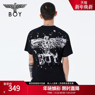 短袖 BOYLONDON夏男女同款 立体浮雕logoT恤N01097 幻世水晶
