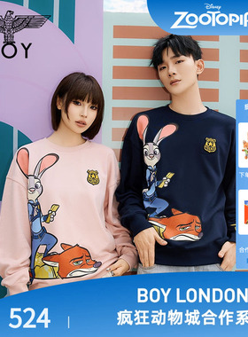 【迪士尼疯狂动物城合作】BOYLONDON朱迪尼克情侣卫衣春季N03091