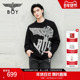 BOYLONDON情侣圆领套头毛衣大logo潮牌针织衫 水墨之影 N60002