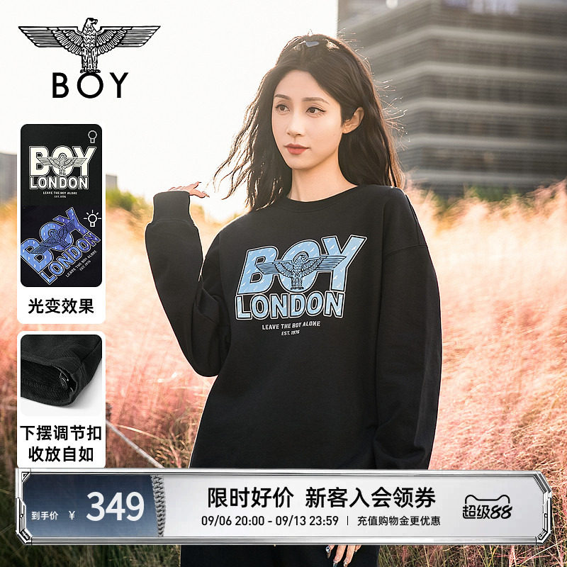 【幻变鹰潮】BOYLONDON情侣秋季卫衣光变印花潮牌宽松上衣N03910