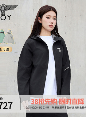 BOYLONDON春季女士拉链连帽外套户外运动休闲时尚百搭夹克W23042