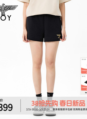 BOYLONDON百搭时尚休闲松紧腰女运动阔腿短裤2026春夏新款W13001