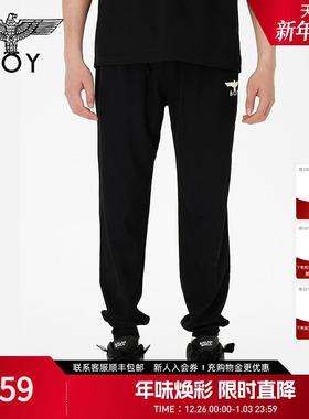 BOYLONDON春季男女同款长裤运动休闲百搭黑色潮牌休闲裤N15002