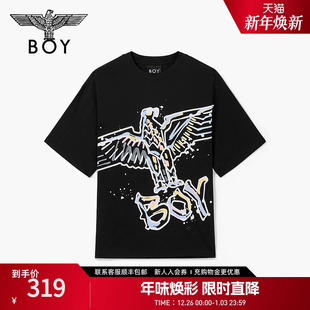 大翅膀休闲短袖 夏男女同款 BOYLONDON25新款 T恤N01810 涂鸦飞鹰