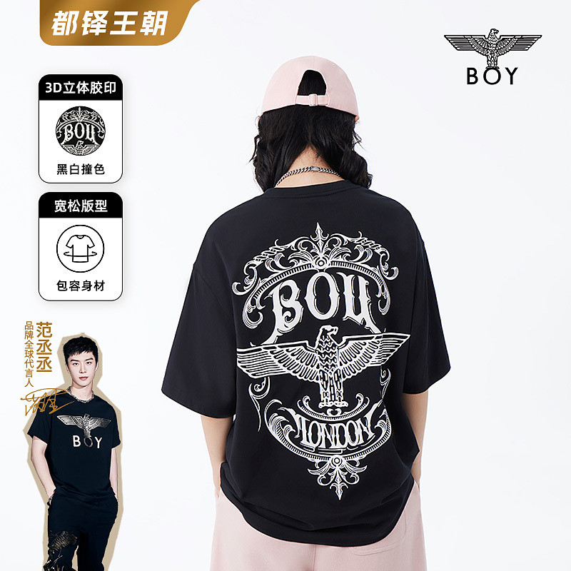【都铎王朝】BOYLONDON春夏24新品情侣款T恤老鹰印花短袖N01030