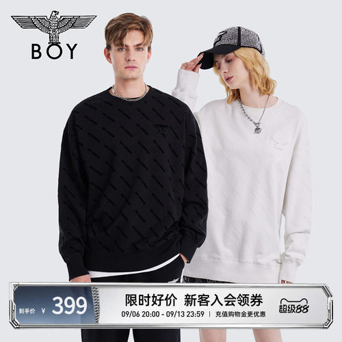 boylondon植绒印花卫衣