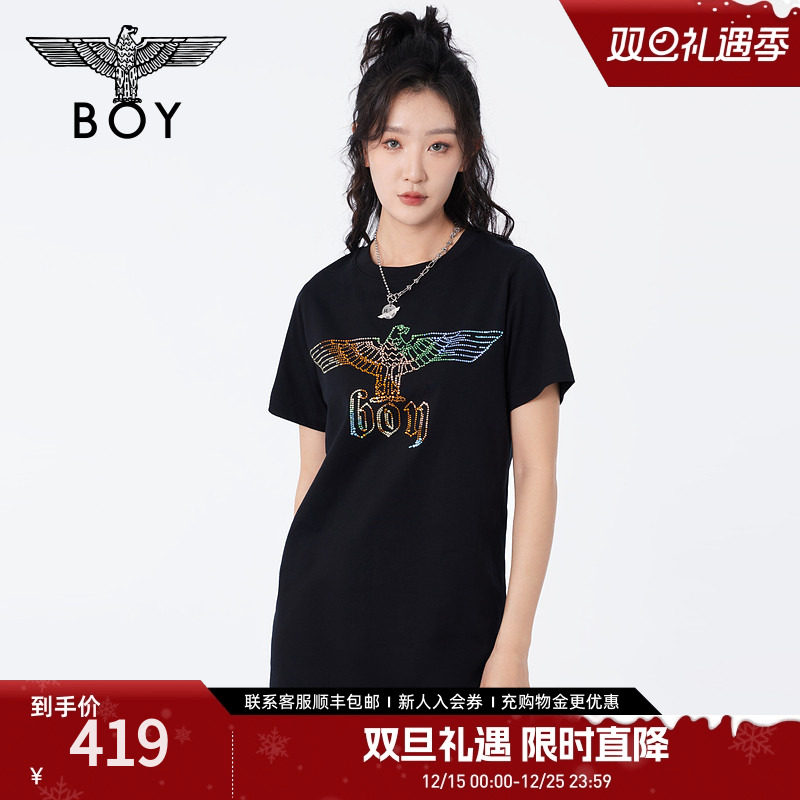 【炫彩黑裙】BOY LONDON夏女士宽松连衣裙百搭修身显瘦T恤