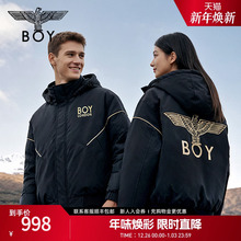 【黑金隼】BOYLONDON时尚潮牌经典短款冬棉服男女同款外套N29006