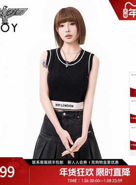 BOYLONDON时尚简约潮牌休闲百搭无袖针织背心夏季女款上衣W62001