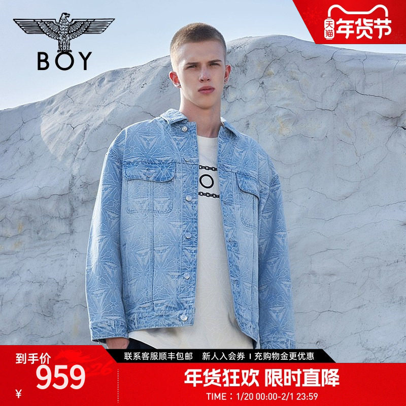 BOYLONDON春情侣款上衣立体金属感三鹰提花牛仔外套N50005,男装,牛仔外套,淘宝优惠券,粉丝福利购,淘宝优惠卷