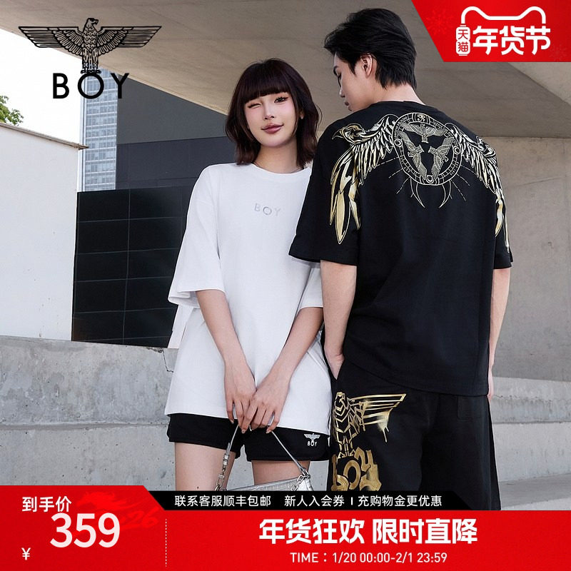【荷鲁斯之眼】BOYLONDON短袖三鹰翅膀印花潮酷T恤N01052,男装,T恤,淘宝优惠券,粉丝福利购,淘宝优惠卷