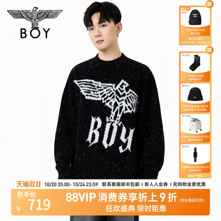 N60017 提花情侣毛衣圆领针织衫 BOYLONDON2025年秋新款 潮牌时尚