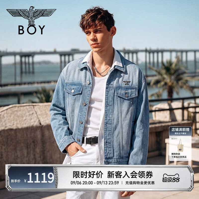 【浅蓝丹宁】BOYLONDON美式潮牌牛仔衬衫男女秋季翻领外套N50900图片