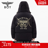 连帽羽绒服N28047 哥特黑色短款 涅槃之火 BOYLONDON冬情侣款