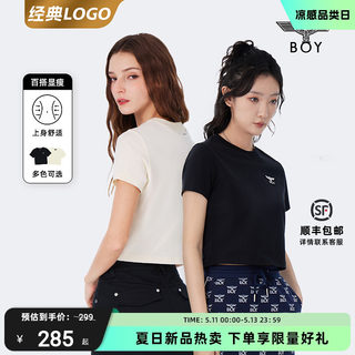 BOYLONDON春夏24新品女士短袖经典logo简约修身百搭潮牌T恤W01001