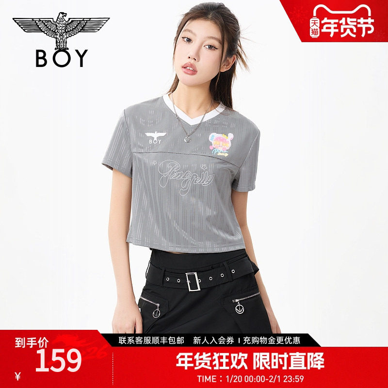 BOYLONDON复古潮流小V领潮趣涂鸦印花春夏短款T恤女款短袖W01264,女装/女士精品,T恤,淘宝优惠券,粉丝福利购,淘宝优惠卷