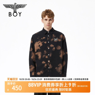 扎染休闲夜光黑色衬衫 男女同款 外套N21009 潮牌长袖 BOYLONDON秋季