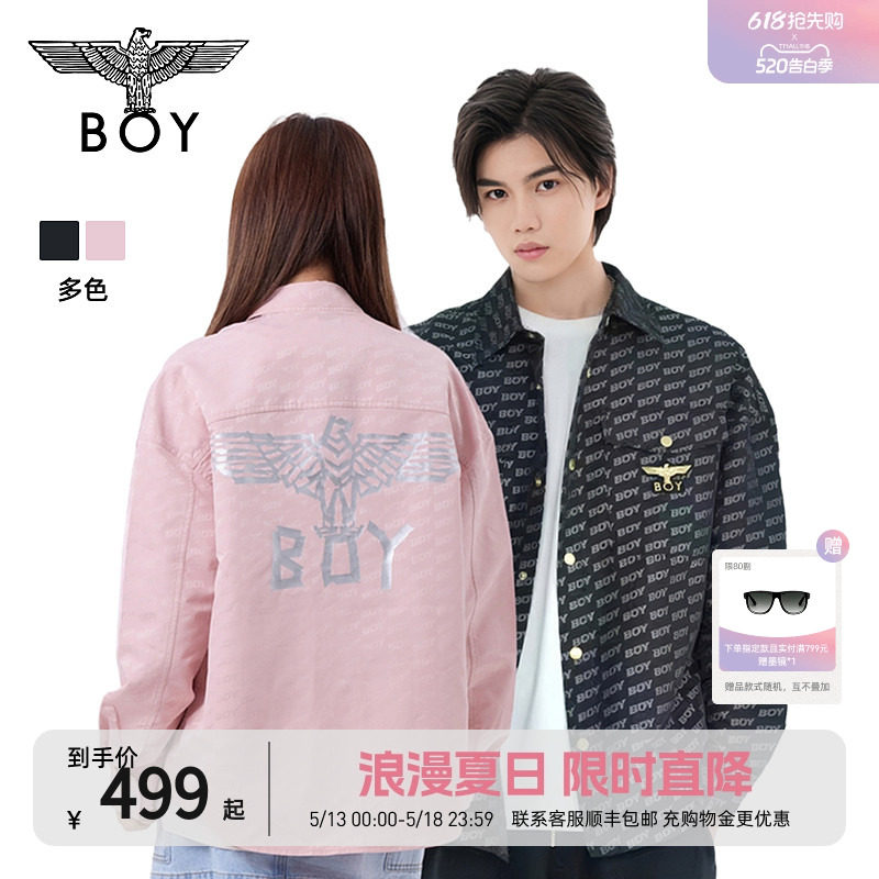 【甜粉英伦】BOYLONDON春季情侣款外套满印潮流长袖衬衫N2