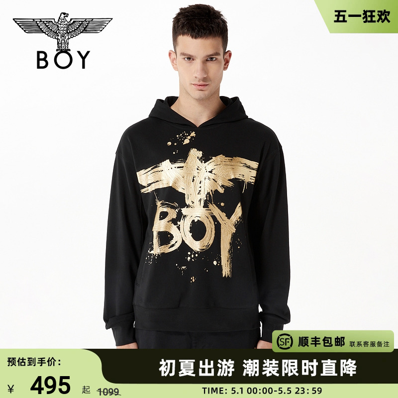 BOYLONDON潮牌卫衣男女同款老鹰刺绣朋克休闲连帽套头衫N04008 男装 卫衣 原图主图